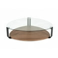 thumbnail image 4 of Benjara Glass Top Coffee Table with Metal Support and Wooden Shelf, Brown and Black, 4 of 5