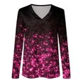 thumbnail image 2 of Gibobby Blusas Manga Larga Para Mujer Camiseta de manga larga con cuello en V y estampado a la moda para mujer（Rosa， XL), 2 of 5