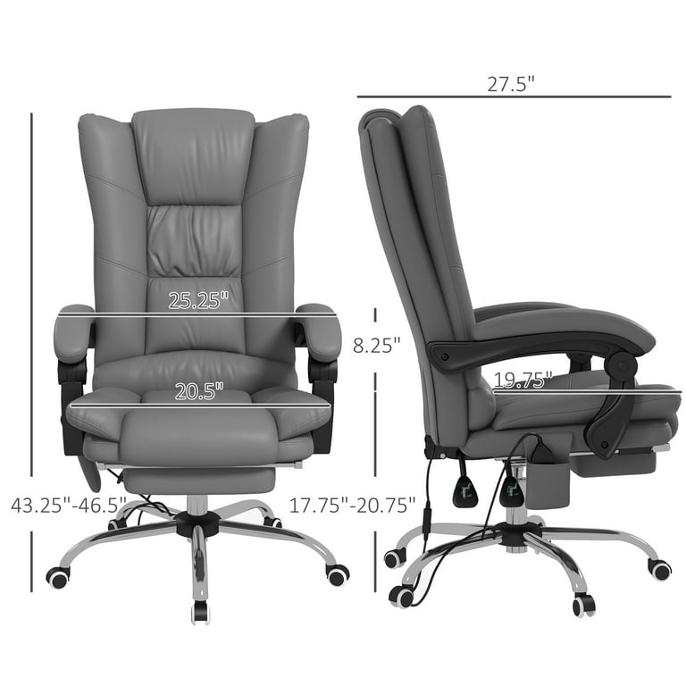 Vinsetto Full Back Desk Vibration Massage Office Chair with Heat and Footrest, Gray - Walmart.com Vinsetto Full Back Desk Vibration Massage Office Chair with Heat and Footrest, Gray - Walmart.com
