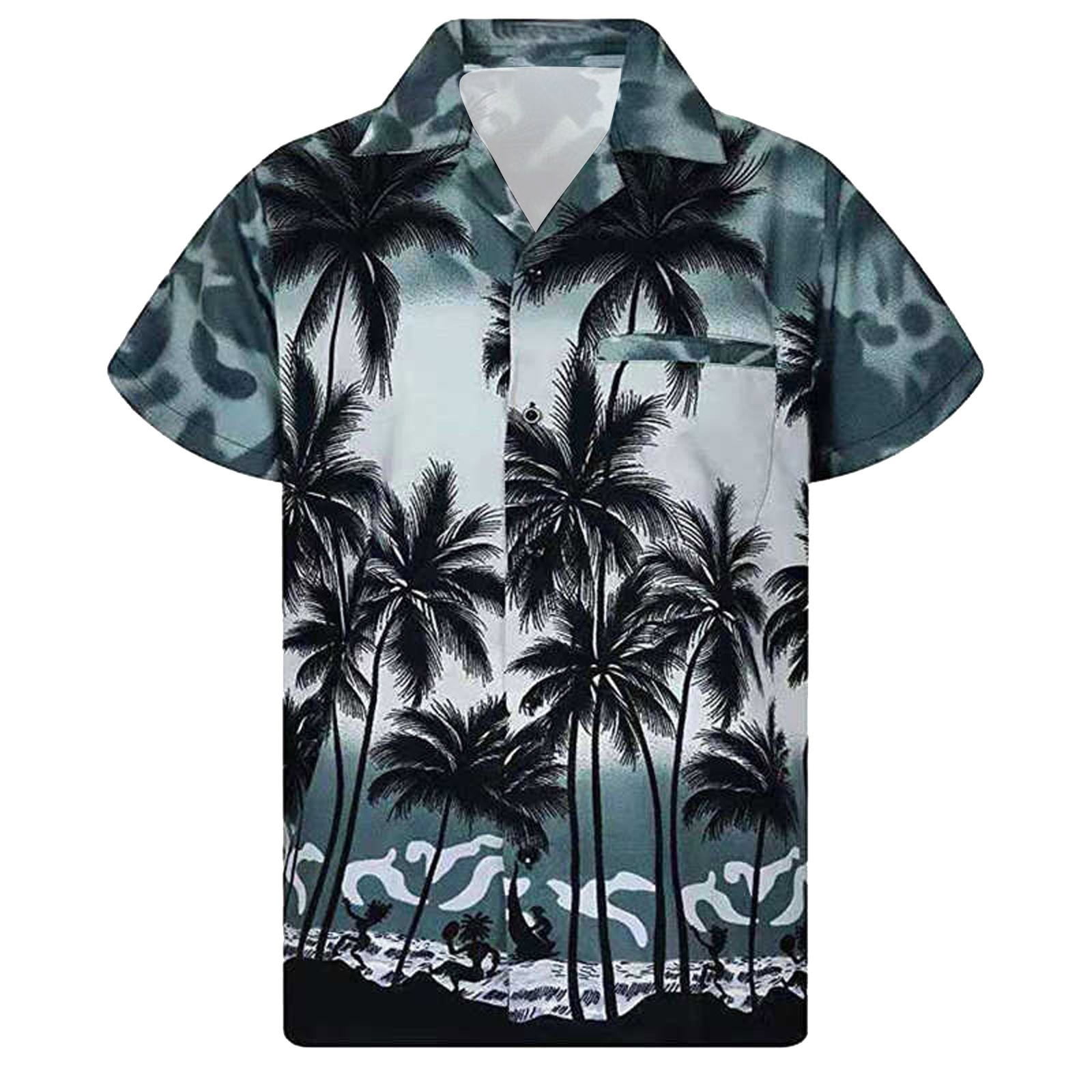 Giftesty Men Shirts,Men's Hawaiian Shirt Short Sleeves Printed Button ...