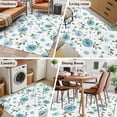 thumbnail image 6 of Farmhouse Flower Washable Area Rugs 3'x5', Country Light Blue Floral Leaf Texture Low Pile Throw Living Room Rug Non-Slip Sturdy Edge Binding Carpet for Indoor Entryway Bedside Kitchen, 6 of 9