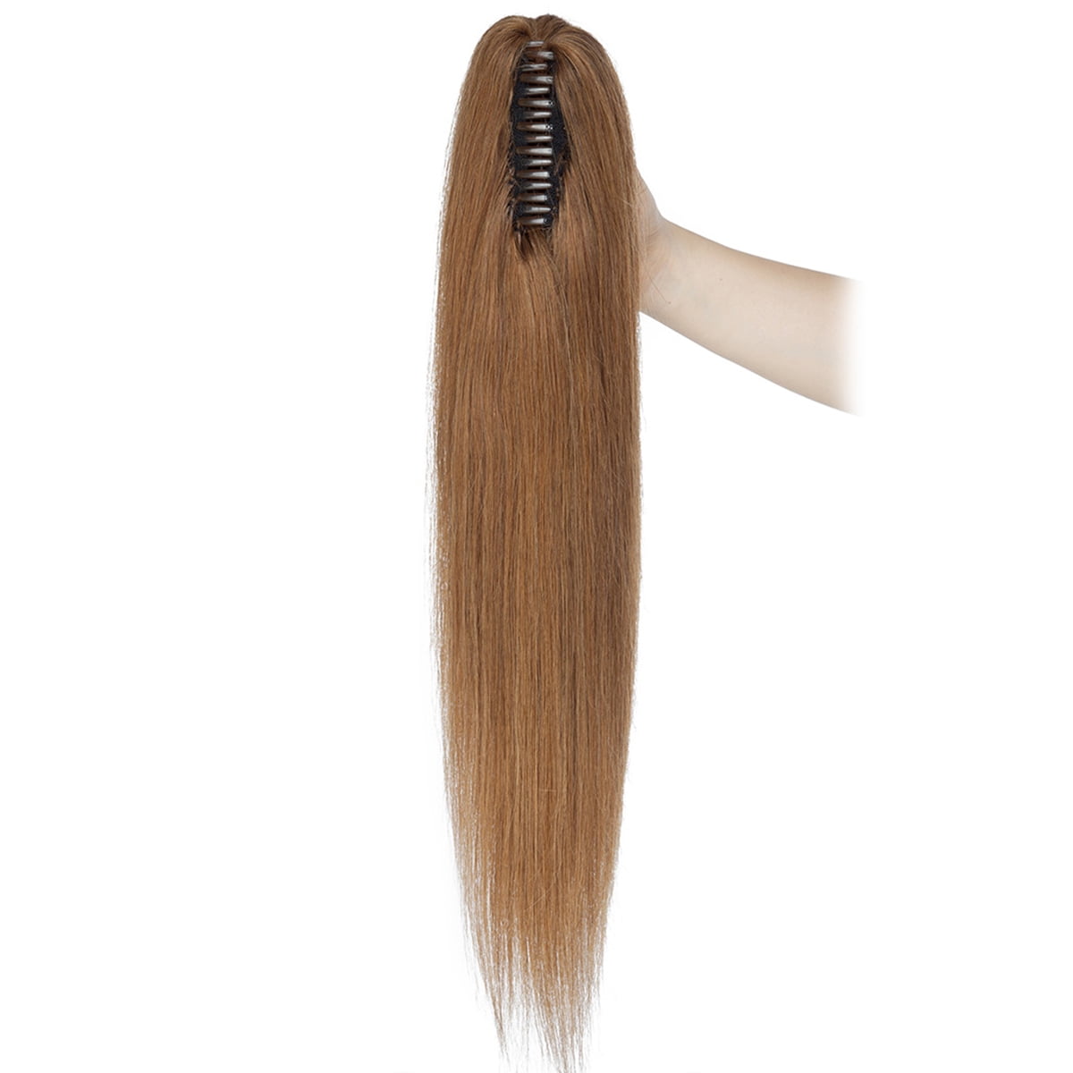 SEGO Jaw/Claw Clip in Hair Extensions Human Hair Clip in Ponytail Hair Extensions 100% Real Remy Hair Long Straight Thick Hair For Women