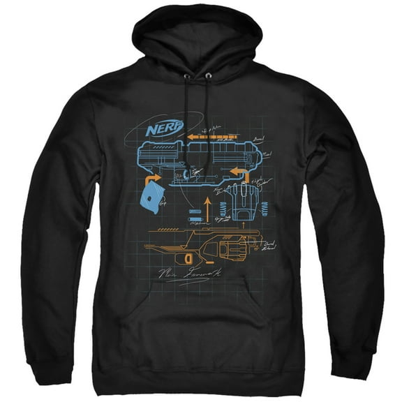 Nerf Deconstructed Nerf Gun Adult Pullover Hoodie Sweatshirt Black