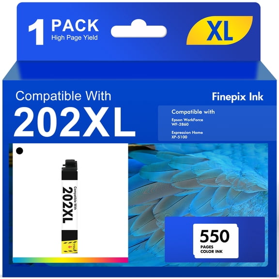 202 202XL Black Ink Cartridge Compatible for Epson 202 202XL T202 Ink Cartridgefor Workforce WF-2860 Expression Home XP-5100 All-in-one Printer(1-Pack)
