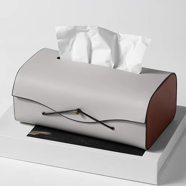 Funda para Caja de Pañuelos de Cuero PU Macarena Organizador Clásico Multiusos Gris