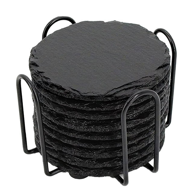 Posavasos de pizarra natural, decoración elegante para el hogar para cada habitación, posavasos de piedra resistentes al calor con almohadillas antideslizantes, mantenga sus muebles a salvo de daños