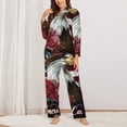 thumbnail image 2 of Saiise Eagle With Hat And Roses Pattern Women's Long-Sleeved Pajama Set Button Front Sleepwear with Pockets Lounge Set for Home Relax Nightwear-Small, 2 of 7