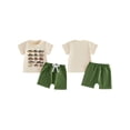 thumbnail image 2 of BemeyourBBs Toddler Baby Boys Summer Clothes Newborn Infant Baby Boy Farm Animal Fishing Outfits Animals Fish Letter Print Short Sleeve T-Shirts Elastic Waist Pockets Shorts 2Pcs Set, 2 of 9