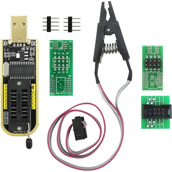 SOP8 SOIC8 Test Clip and CH341A USB Programmer Flash for Most of 24 25 Series BIOS Chip with PDF Tutorial