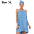 thumbnail image 2 of Toalla de baño envolvente para mujer, para ducha de spa, toalla de baño, bata de baño de microfibra suave, envoltura con turbante para el cabello, 2 of 5