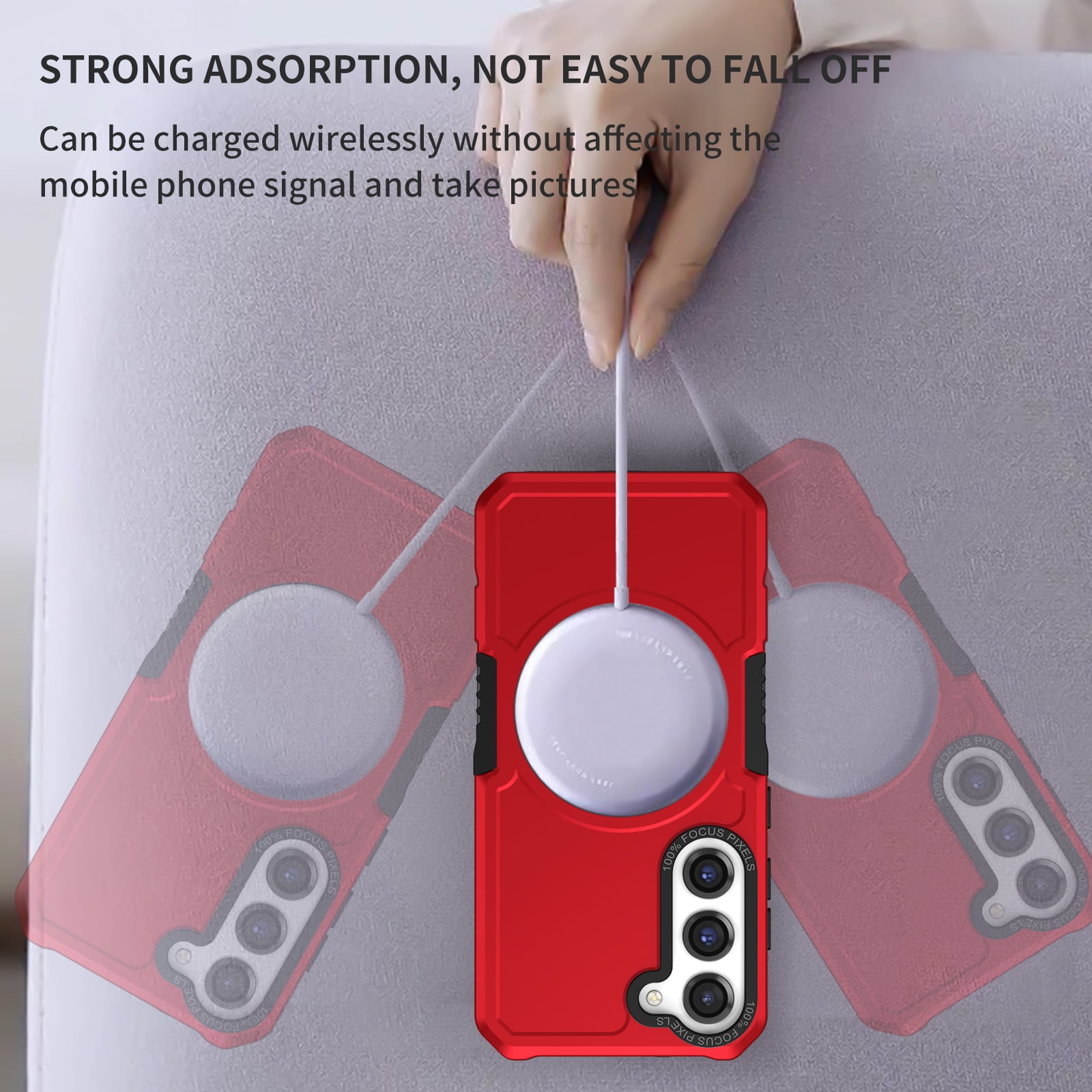 TECH CIRCLE Galaxy S22 Case,Heavy-Duty Tough Rugged Full Body Shockproof Wireless Charging Protective Case Compatible with Magsafe for Samsung Galaxy S22 5G 6.1 inch 2022, Red