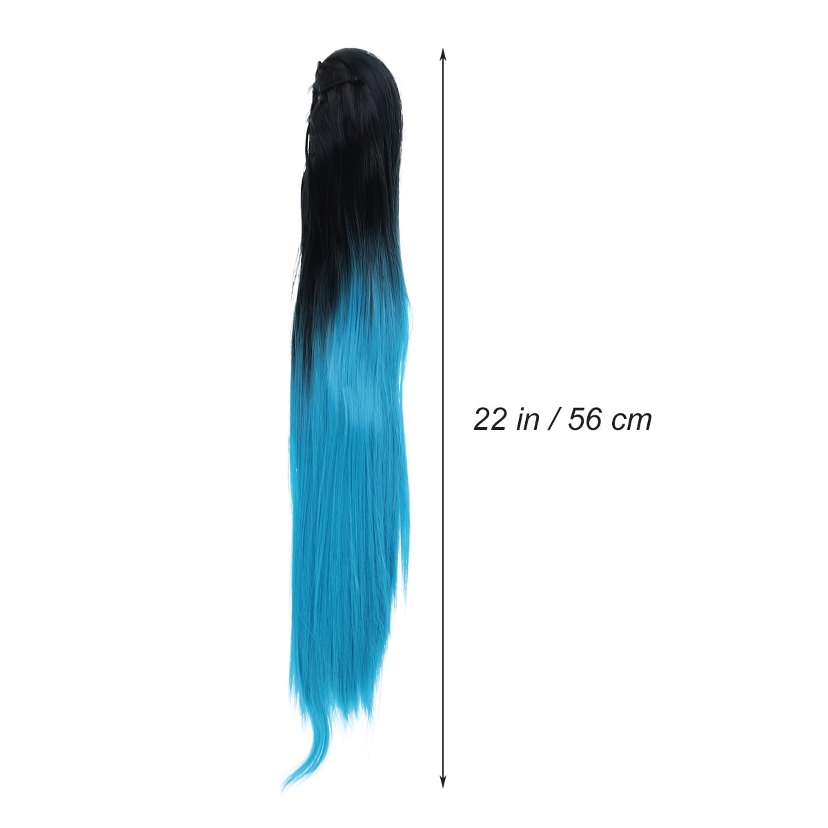 Long Straight Gradient Synthetic Hair Wig Jaws Clamp Ponytails Hair  Extensions Ponytails Wig Hairpiece (Black and Turquoise) 