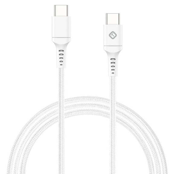TekYa 120 Inch (10ft) USB-C to USB-C 3.0 Braided Cable - White