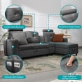 thumbnail image 3 of MUZZ Convertible Sectional Sofa for Living Room,L Shaped Couch w/Reversible Storage Chaise,Dark Grey, 3 of 8