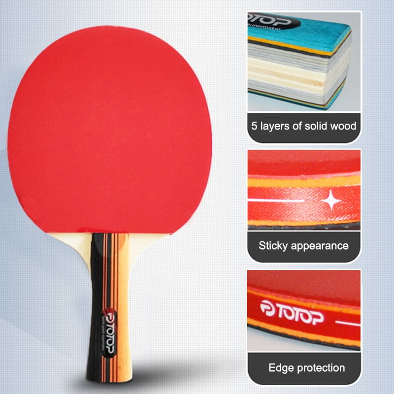 2Pcs/Set Table Tennis Rackets Professional Wood Rubber PingPong Paddle