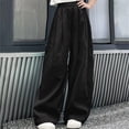 thumbnail image 2 of CAICJ98 Girls Wide Leg Pants Lightweight Casual Elastic Baggy Pants for Girls High Waist Straight Leg Loose Trousers Black,13-14 Years, 2 of 6