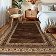 thumbnail image 3 of Garvee 8'x10' Modern Bordered Area Rug Vintage Floral Rug with Non Slip Backing, Soft Washable Accent Carpet for Living Room Bedroom Home Office, Brown, 3 of 8