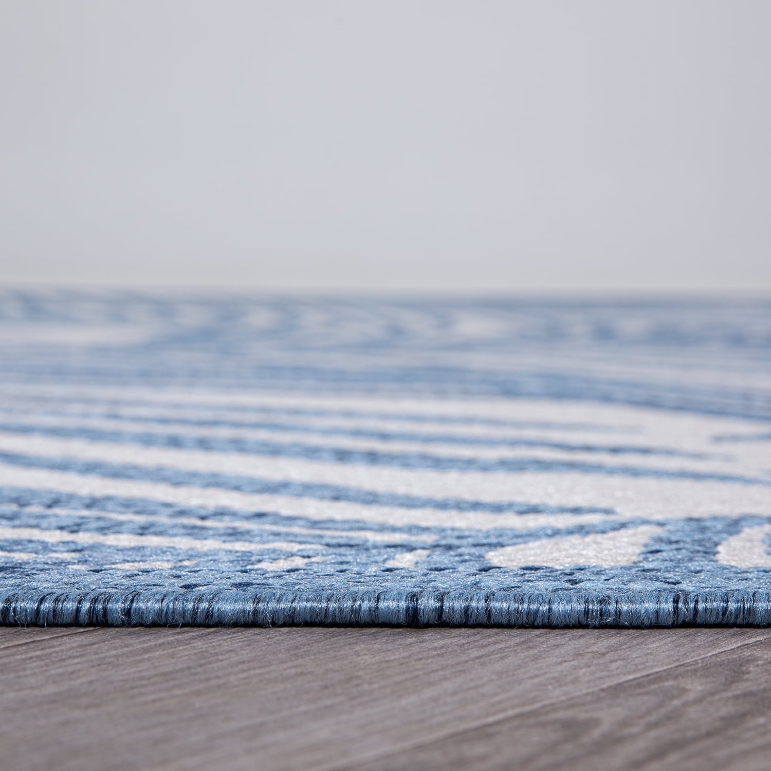World Rug Gallery Contemporary Palm Leaf Textured Flat Weave Indoor/Outdoor Area Rug - BLUE 5' X 7'