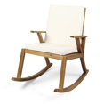 thumbnail image 4 of Noble House Champlain Outdoor Wood Rocking Chair Cushion Teak/Cream (Set of 2), 4 of 21