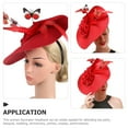 thumbnail image 3 of OULII Banquet Hat Elegant Style Fascinator Red Fabric 1Set, 3 of 7