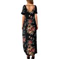 thumbnail image 3 of Leutsin Robe Longue Décontractée à Manches Courtes Imprimé Floral Col en V Grande Taille, 3 of 8