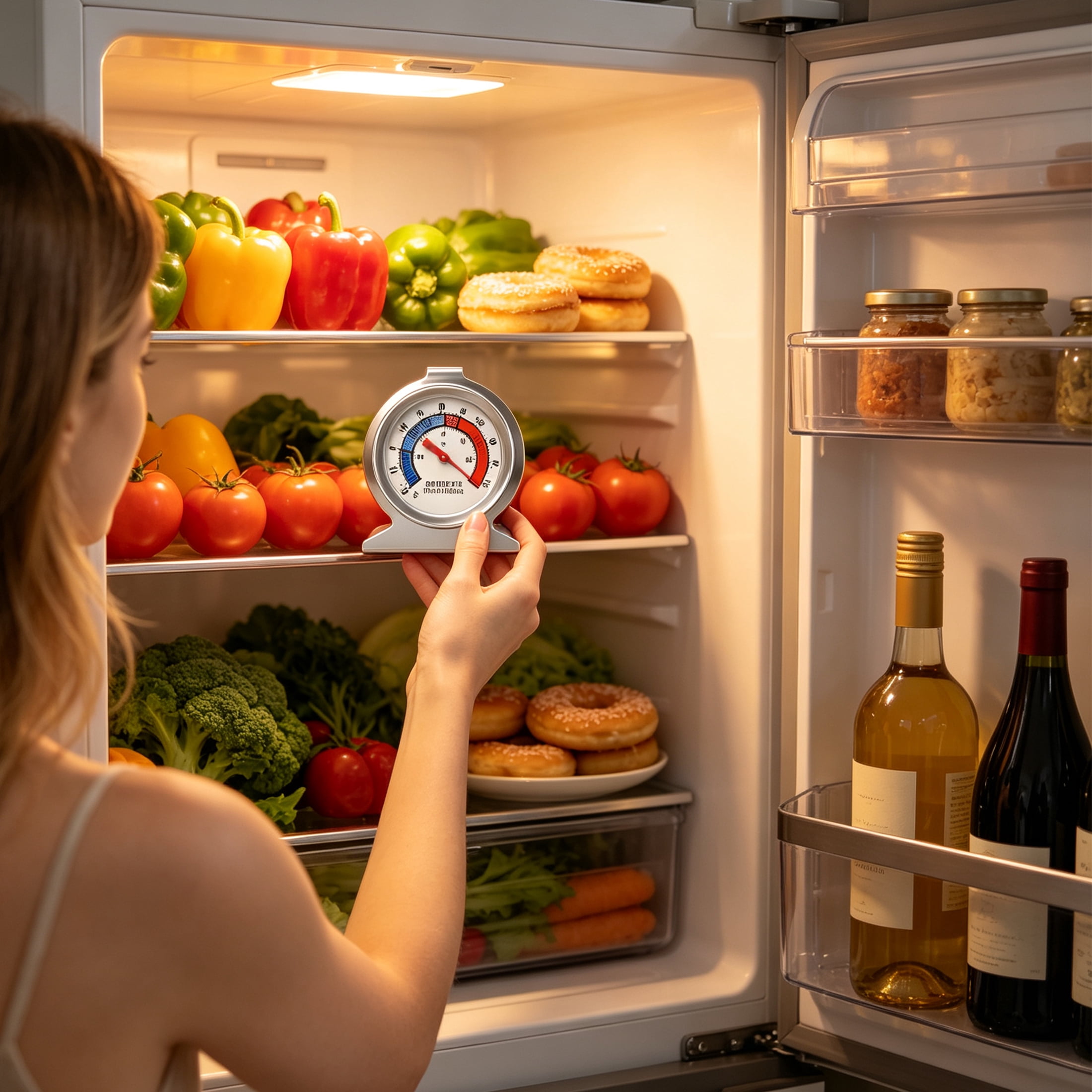 4‑Pack Refrigerator Freezer Thermometer, Stainless‑Steel Analog Dial Temperature Gauge, Dual ℃/℉ Scale, Hanging Standing Thermometer for Household Fridge & Commercial Cold‑Storage
