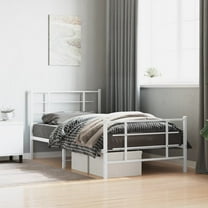 vidaXL Metal Bed Frame without Mattress with Footboard White 39.4"x78.7"