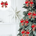 thumbnail image 1 of Boovnll Christmas Bow Imitation Saffron Christmas Tree Pattern Printed Christmas Tree Decorative Bow Gift Decoration, Christmas Decorations, 1 of 6