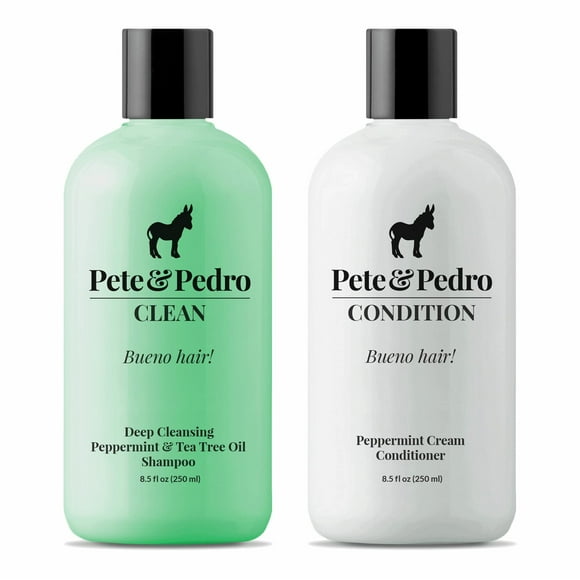 Pete & Pedro CLEAN & CONDITION SET, Tea Tree Oil Shampoo & Peppermint Cream Conditioner Haircare Kit | Deep Cleansing & Conditioning, Dandruff Repair For Men & Women |