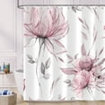 thumbnail image 7 of Pink Grey Watercolor Floral Shower Curtain, Flower Leaves Aesthetic Art Bathroom Decor, Waterproof Polyester Cloth Fabric with 12 Hooks,72x72 in, 7 of 7