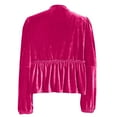 thumbnail image 5 of Feimerou Tie Front Velvet Tops for Women Puff Long Sleeve Shirts Peplum Hem Cute Cutout Babydoll Blouse Y2k Going Out Tops Valentine'S Day Gifts, 5 of 7
