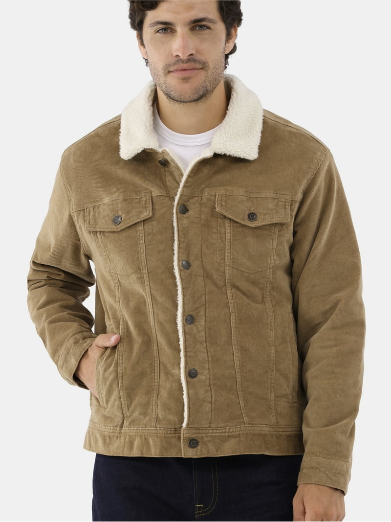 George Men's Fleece Lined Corduroy Trucker Jacket with Shearling