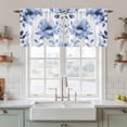 thumbnail image 2 of Blue Floral Spring Tier Curtains, Retro Watercolor Botanical Summer Light Filtering Kitchen Curtains, 2Pcs Rod Pocket Half Window Treatments Panels for Sink Cafe Cabinet Camper 27.5x24 Inches, 2 of 9