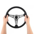 thumbnail image 4 of Drifting Steering Wheel, 14in Steering Wheel Aluminum Alloy PU Stylish Ergonomic Round Comfortable Wear Resistant  For Auto Modification Red,Black,Silver, 4 of 8