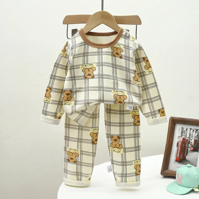 Pijamas navideños para niños y niñas, ropa de dormir de algodón, conjunto de 2 piezas para el hogar, Otoño e Invierno