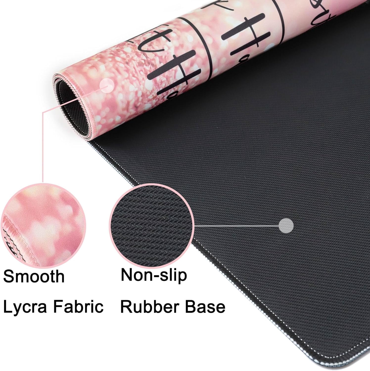 Pink Stay Positive XXL Extended Gaming Mouse Pad - Large Desk Mat with Non-Slip Base, Stitched Edges, Perfect for Computer, Office, Keyboard, Laptop, 35"x15.6"