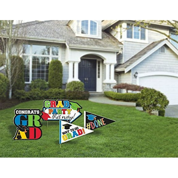 Amscan Congrats Graduation Yard Stakes, Multicolor, Pack Of 4 Stakes