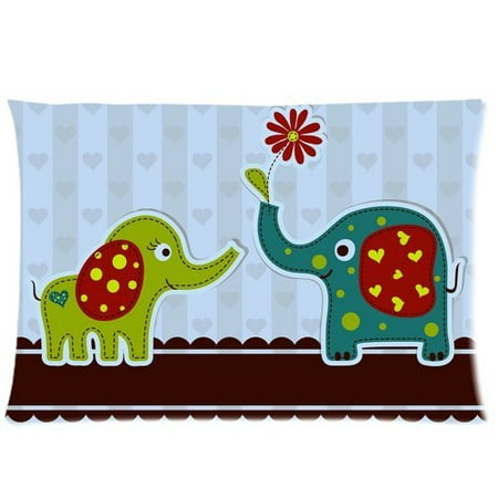 ARTJIA Template Greeting Card With Cute Elephants Pillow Case 20x30 inches Two Sides Print