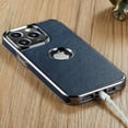 thumbnail image 7 of MOHEYO Shockproof Logo View Cover Metallic Frame Vegan Leather Case for iPhone 13 Pro Max - Black, 7 of 7