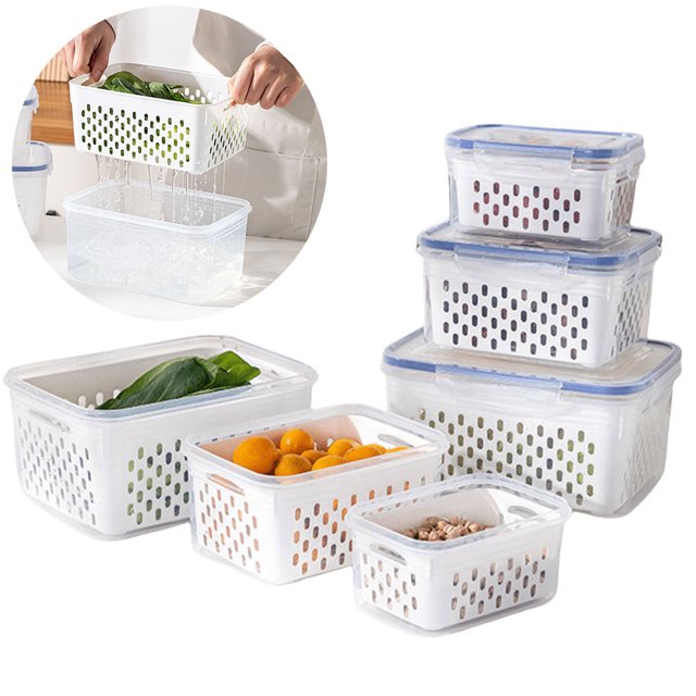 Fresh Container Produce Saver 3 PCS Con Tapas Sin BPA para Refrigerador