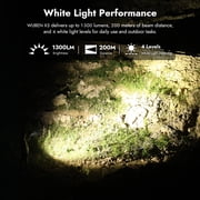 WUBEN X5 Flashlight Rechargeable, 1300LM Bright Flashlight, 6 Modes with White LED, UV Blacklight & Green Light EDC Tactical IP65 Waterproof