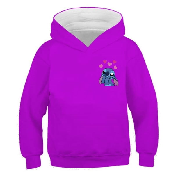 2022 nuevas sudaderas con capucha de punto para niñas, sudadera de manga larga para otoño e invierno, jerséis Harajuku, serie de Disney Stich, Tops informales con capucha de 150cm Gao Jinjia LED
