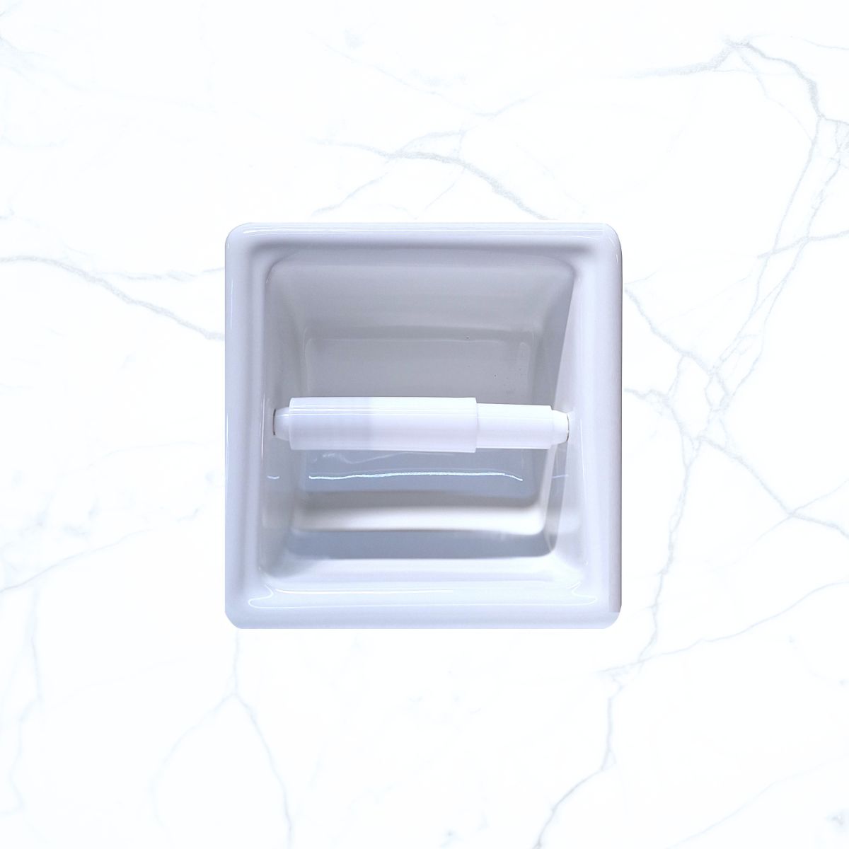 SereneDrains Recessed Ceramic Toilet Paper Holder Wall Mount Niche Bathroom Tissue Roll