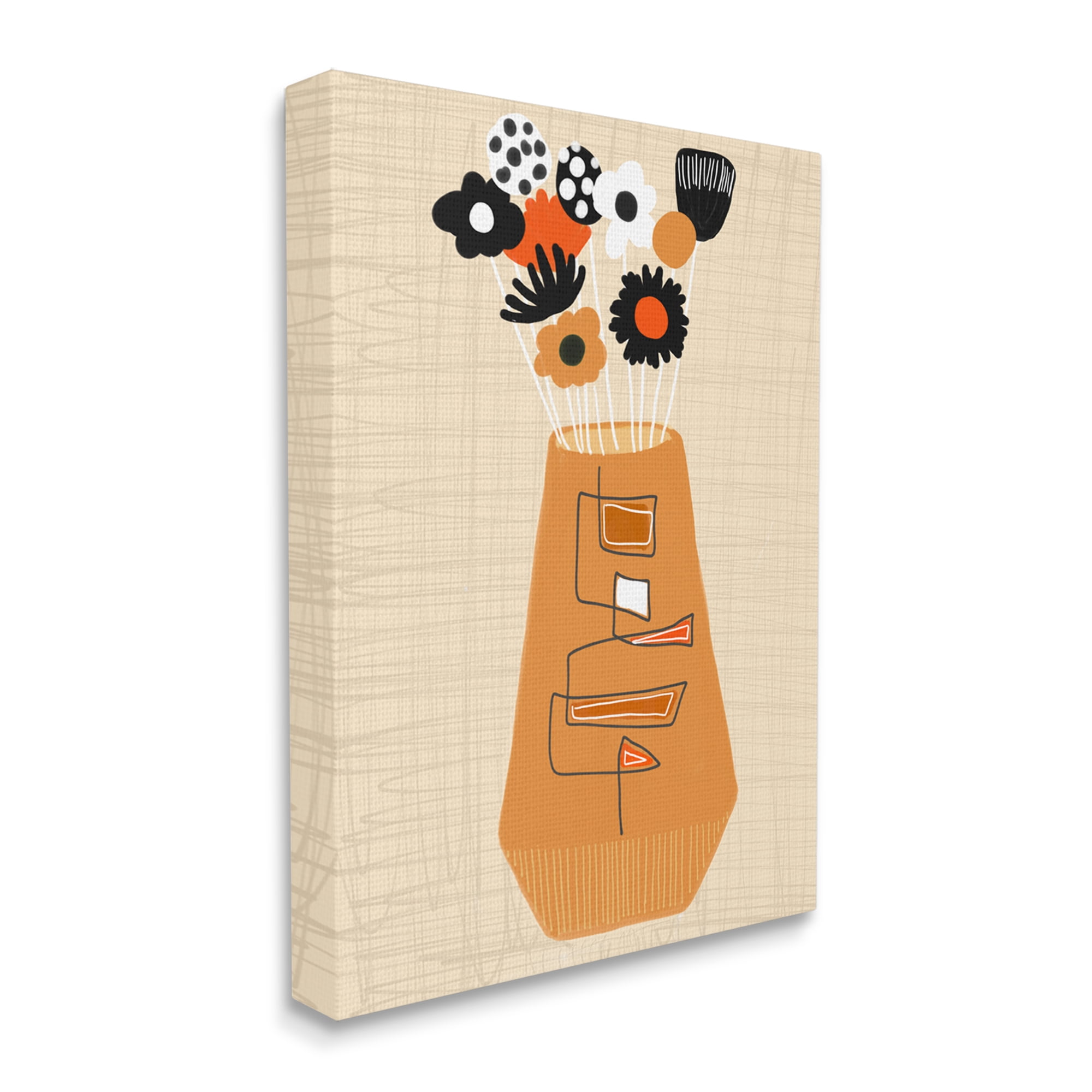 Stupell Industries Boho Orange Flower Vase Botanical & Floral Painting Gallery Wrapped Canvas Print Wall Art, 16 x 20