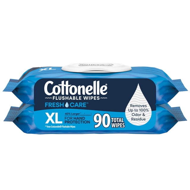 Toallitas húmedas desechables Cottonelle XL, paquete grande para adultos, 90 unidades