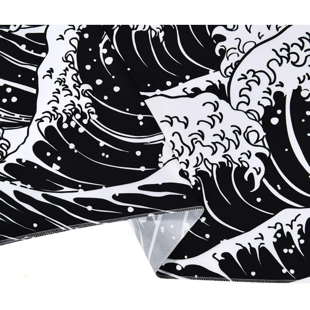 Japanese Wave Tapestry Kanagawa Great Wave Wall Tapestry Wave Tapestry with Sun Tapestries Black and White Tapestry for Room Japanese Wave 70.9 L