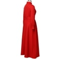 thumbnail image 6 of Afinprain Women's Clergy Dress Long Sleeve A-Line Maxi Dress with Belt and Tab Collar, 6 of 8