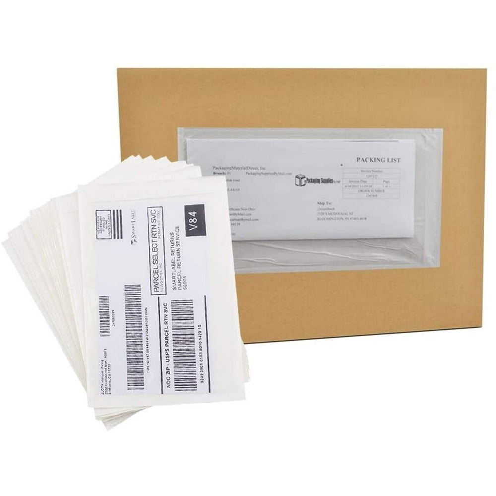 AMZ Supply Clear Packing List 5 5 x 10 Plain Face Shipping Mailers Self
