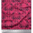thumbnail image 1 of Soimoi Pink Velvet Fabric Filigree Damask Print Fabric by Yard 58 Inch Wide, 1 of 3