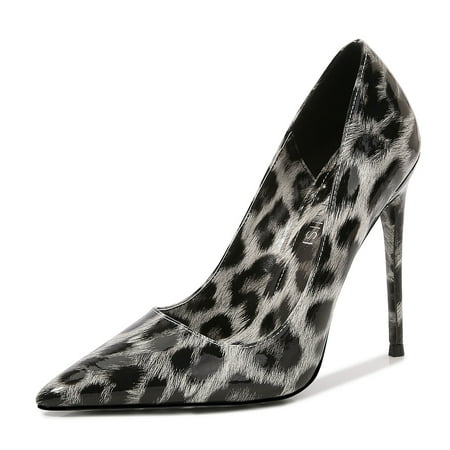 

Women‘s Leopard Print Pointed Toe High Heels Sexy Stiletto Patent Leather Pumps Model Show Shoes